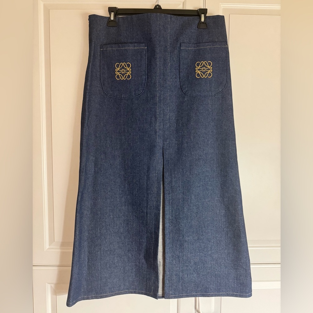 $1200 Loewe Blue Denim Skirt